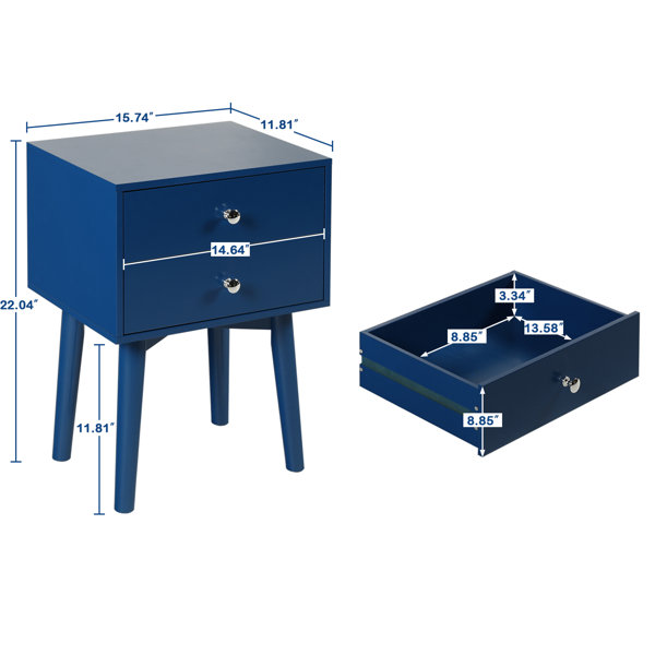 Corrigan Studio® End Table Bedroom Nightstand With 2 Drawers(black